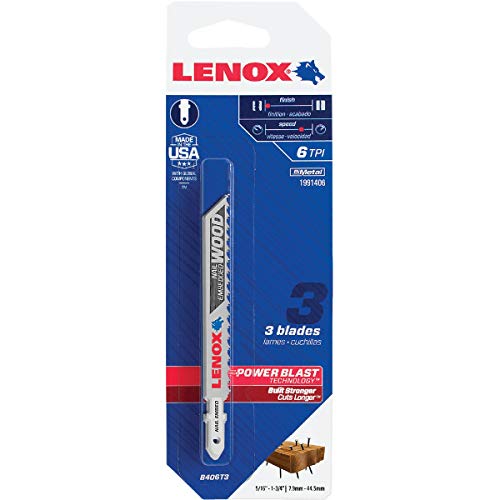 LENOX 4" x 3/8" 6TPI General Purpose Jig Saw Blades (3 Pack)