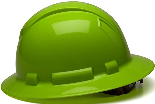 Pyramex Ridgeline Full Brim Hard Hat 4-Point Ratchet Suspension (Hi-Vis Lime)