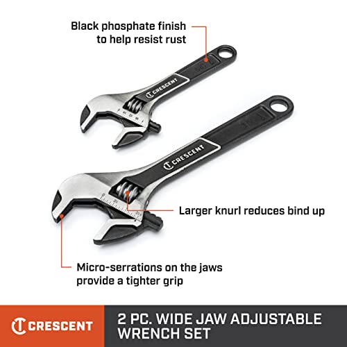 CRESCENT 2 Pc. Wide Jaw Adjustable Wrench