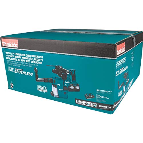 Makita (XRH08PT) 18V (X2 36V) LXT Lithium-Ion Brushless Cordless 1-1/8" AVT Rotary Hammer, accepts SDS-PLUS bits