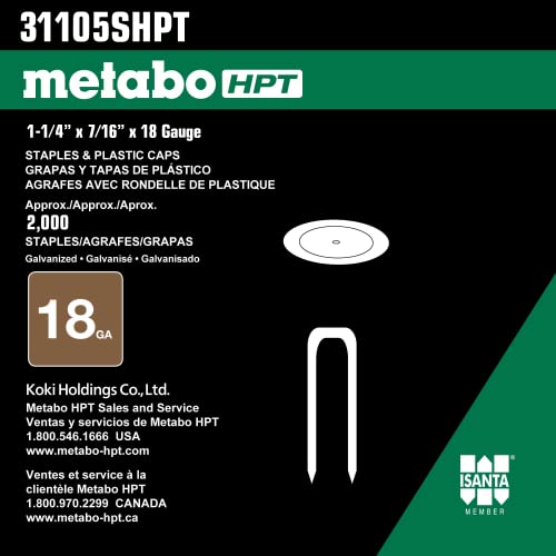 Metabo HPT 1-1/4in x 18 Gauge Staples and Plastic Caps 2000pk