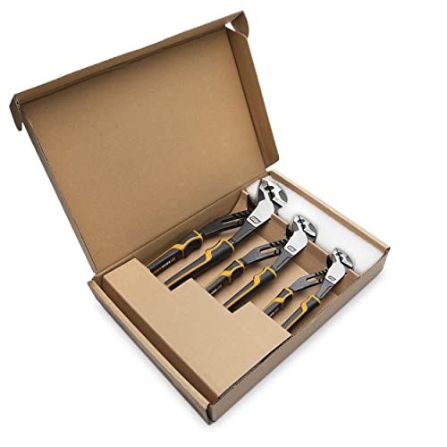 GEARWRENCH (82205CAZ) Pitbull Auto-Bite Tongue & Groove Dual Material Pliers with K9 Jaws - 3 Piece Mixed Set