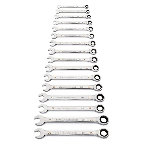 GEARWRENCH 16-Piece 90T 12 Point Metric Combination Ratcheting Wrench Set