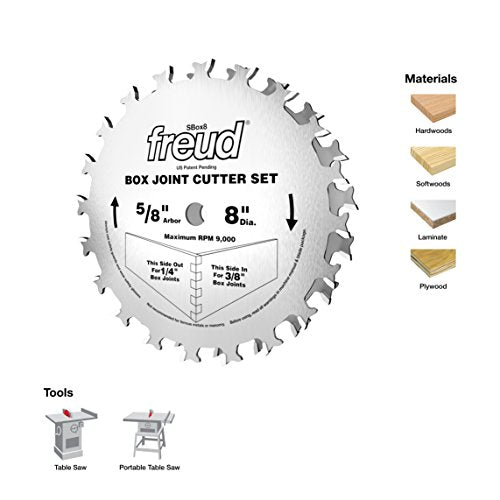 Freud 8 In. x 20T Box Joint Cutter Set