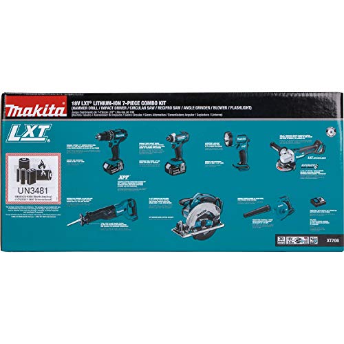 Makita (XT706) 18V LXT Lithium‑Ion Cordless 7‑Pc. Combo Kit