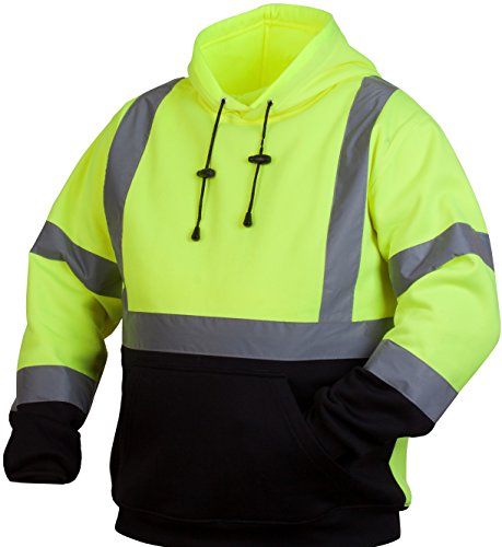 Pyramex Safety Hi-Vis Lime Pullover Sweatshirt with Black Bottom ANSI Type R Class 3 (Adult XL)
