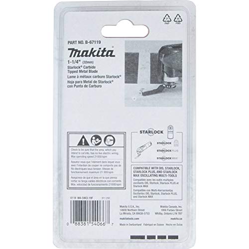 Makita B-67119 1-1/4" Starlock Carbide Tipped Metal Blade