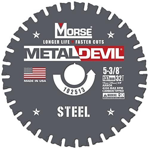 MK Morse Devil CSM53832FSC, Circular Saw Blade, Carbide Tipped, Steel Cutting, 5-3/8 inch, 1 Pack