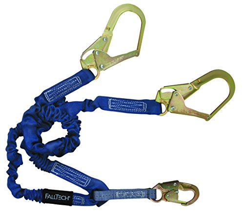 FALLTECH ElasTech, Internal Elastic SAL-Adjustable Y-Leg for 100% Tie-Off with 1 Snap Hook and 2 Rebar Hooks, 4 1/2' to 6'