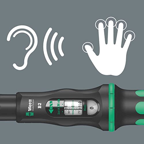 Wera Tools Click Torque B 2 Adjustable Torque Wrench, 3/8" Square Drive, 20 - 100 Nm, 05075611001