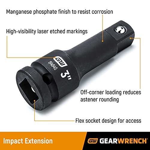 GEARWRENCH 4 Pc. 1/2" Drive Impact Extension Set 3", 5", 10" & 15" - 84950N