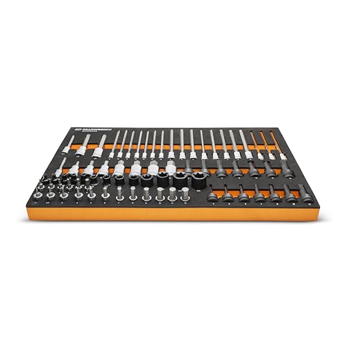 GEARWRENCH 74-Piece 1/4”, 3/8”, 1/2” Drive Metric Bit Socket Set in Foam Storage Tray -GWMSBSKCBMM