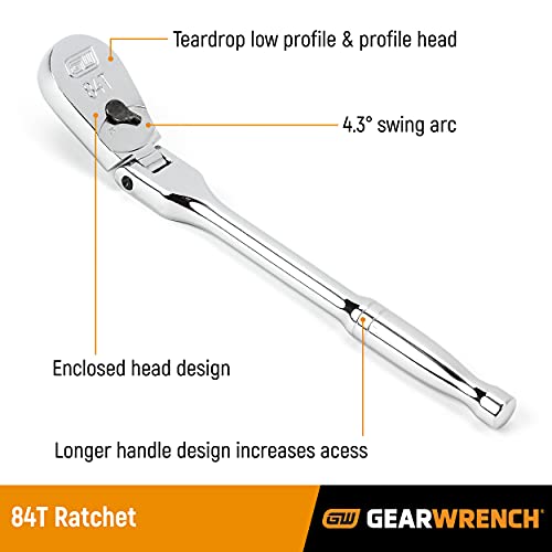 GEARWRENCH Drive 84 Tooth Mixed Teardrop Ratchet Set