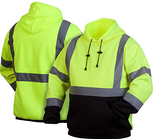 Pyramex Safety Hi-Vis Lime Pullover Sweatshirt with Black Bottom ANSI Type R Class 3 (Adult XL)