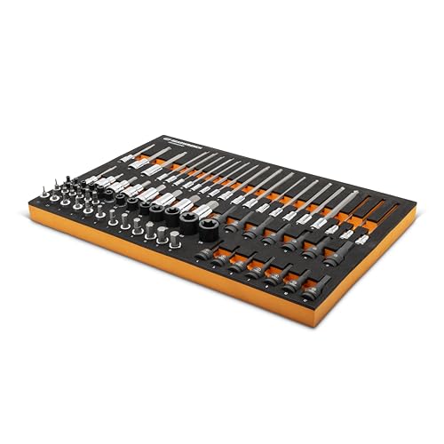 GEARWRENCH 74-Piece 1/4”, 3/8”, 1/2” Drive Metric Bit Socket Set in Foam Storage Tray -GWMSBSKCBMM
