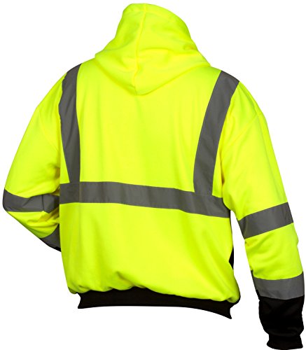 Pyramex Hi-Vis Lime Safety Zipper Sweatshirt with Black Bottom