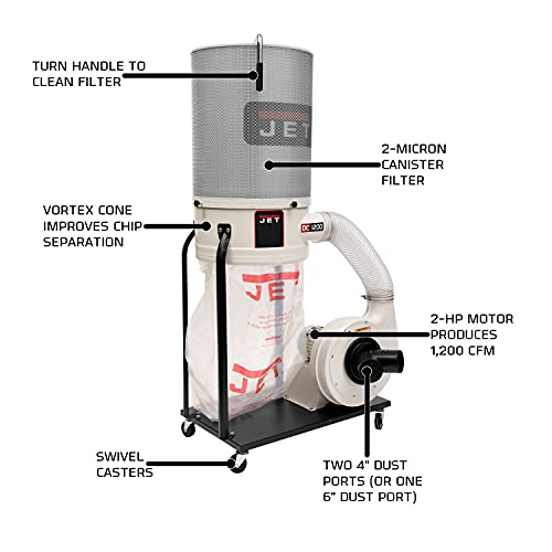 JET Dust Collector 2HP 1PH 230-Volt 2-Micron Canister Kit