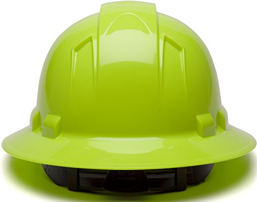 Pyramex Ridgeline Full Brim Hard Hat 4-Point Ratchet Suspension (Hi-Vis Lime)