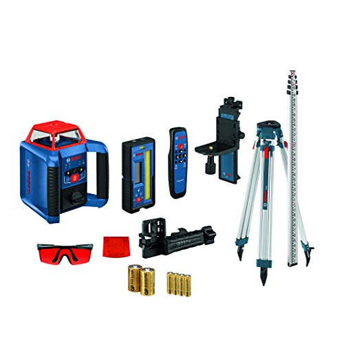 Bosch REVOLVE2000 Exterior 2000ft Range Horizontal/Vertical Self-Leveling Cordless Rotary Laser Combo Kit with Tripod, 13ft Grade Rod and Laser Receiver (Open Box, Excellent Condition)