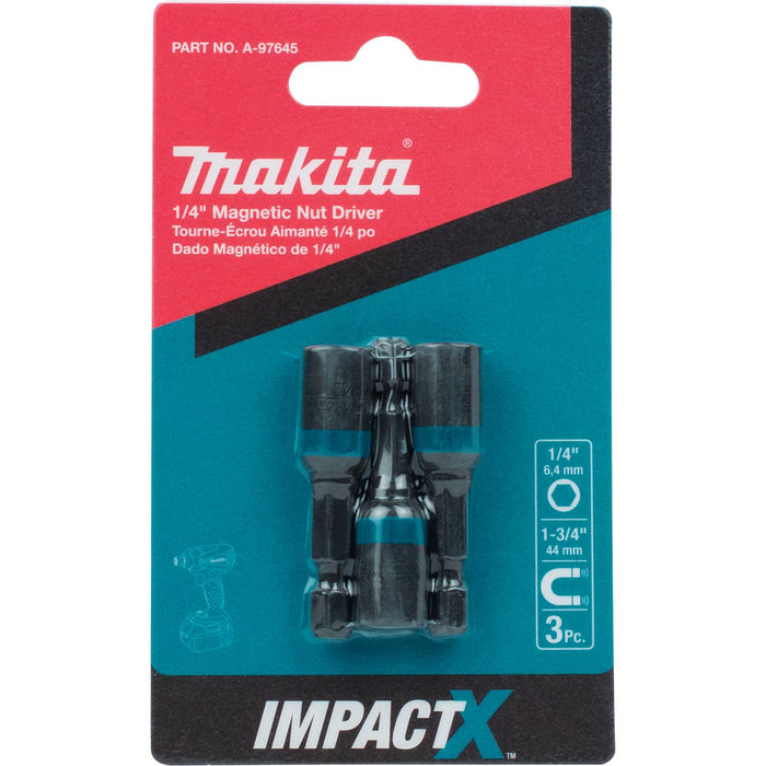 Makita (A-97645) Impact X 1/4″ x 1-3/4″ Magnetic Nut Driver (3-Pack)