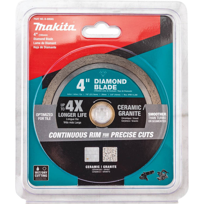 Makita B-69565 - 4" Diamond Blade, Continuous Rim, General Purpose