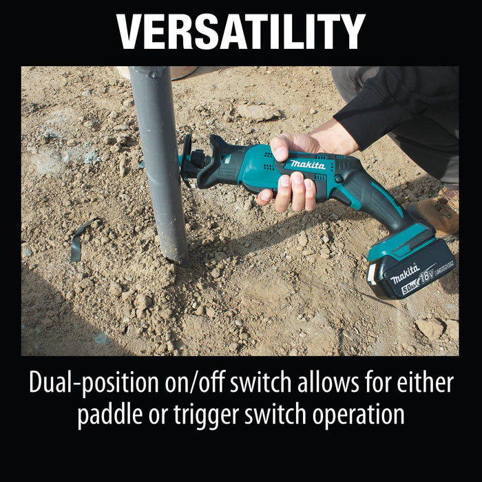 Makita 18V LXT Lithium-Ion Cordless Compact Recipro Saw Kit, var. spd., tool-less blade change, L.E.D. Light, bag (5.0Ah)