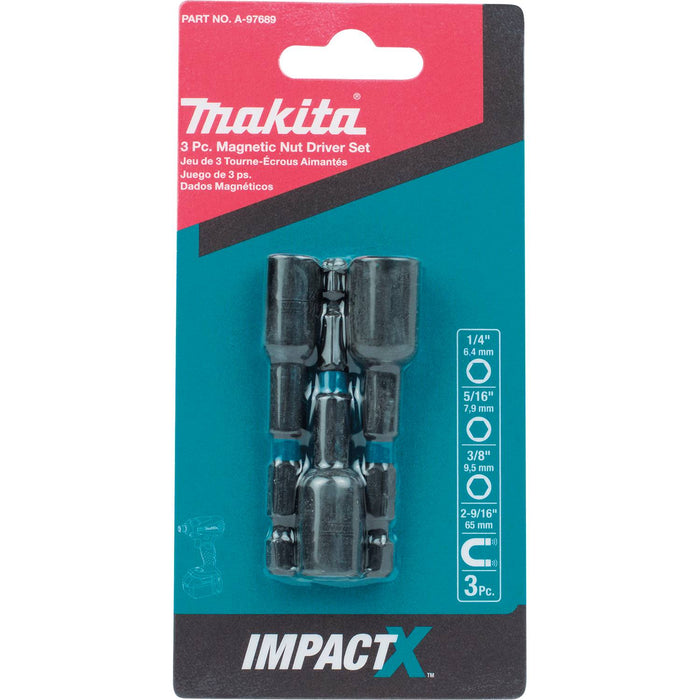 Makita A-97689 Impact X 3 Pc. 2-9/16″ Magnetic Nut Driver Set