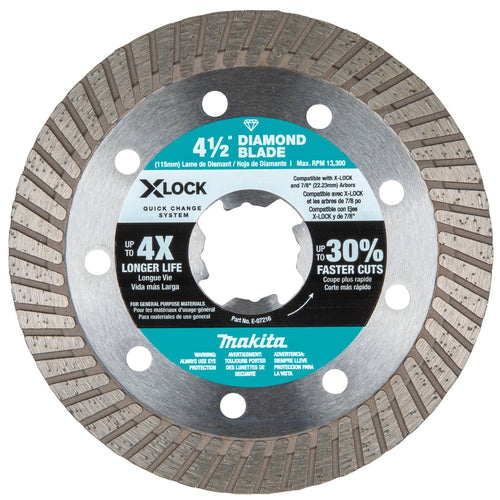 Makita E-07216 - X-LOCK 4-1/2" Turbo Rim Diamond Blade for Masonry Cutting