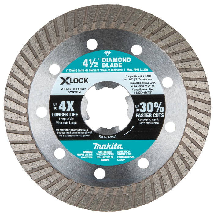Makita E-07216 - X-LOCK 4-1/2" Turbo Rim Diamond Blade for Masonry Cutting