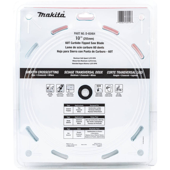 Makita 10" 60T Micro-Polished Miter Saw Blade, Smooth Crosscutting
