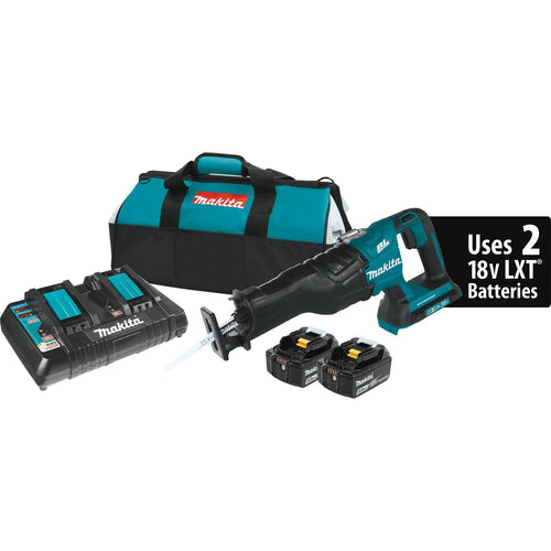 Makita 18V LXT Brushless Recipro Saw Kit, 2-speed, var. spd., tool-less blade change, dual port charger, bag (5.0Ah)