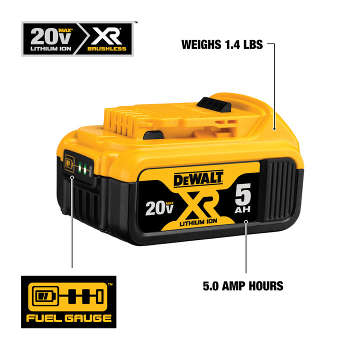 DeWALT 20V (DCB205-2) MAX Lithium-Ion 5.0Ah Battery (2-Pack)
