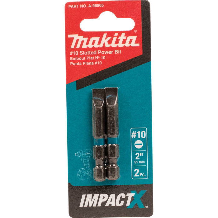 Makita (A-96805) Impact X #10 Slotted 2″ Power Bit (2-Pack)