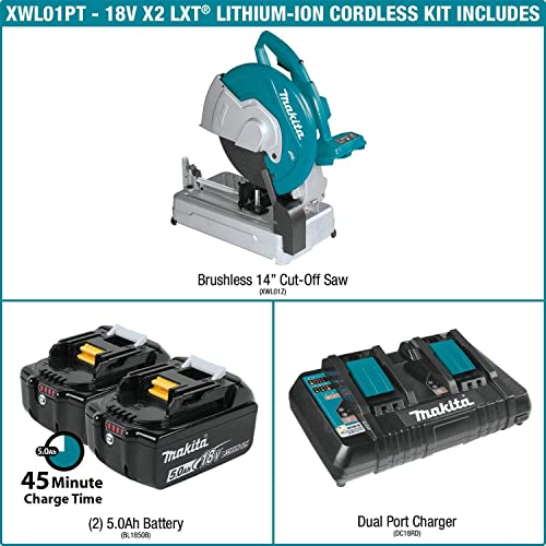 Makita (XWL01PTREN) 18V LXT Lithium-Ion Brushless Cordless 14" Cut-Off Saw Kit (5.0Ah) (Open Box/Excellent Condition)