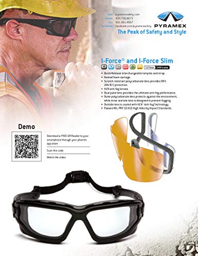 pyramex i force goggles Pyramex SB7080SDNT I-Force Slim Safety Glasses - Black Frame