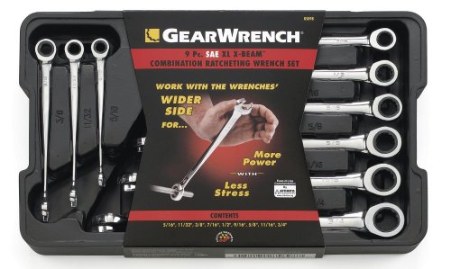9 Pc. XL-X-Beam Combination Ratcheting Wrench Set SAE