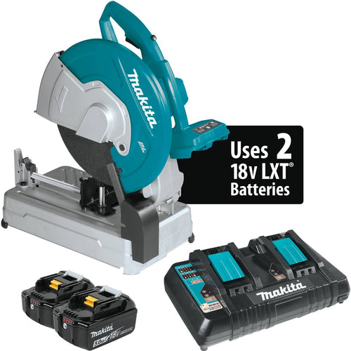 Makita (XWL01PT) 36V (18V X2) LXT Brushless 14" Cut-Off Saw Kit, dual port rapid charger, electric brake (5.0Ah)