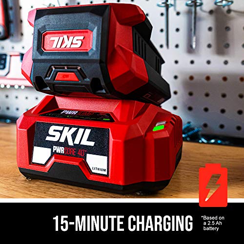 SKIL PWR CORE 20 Brushless 18 In. Lawn Mower Kit, Includes Two 4.0 Ah Batteries and Dual Port Charger