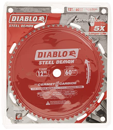 DIABLO 12" 60T - Steel Demon Saw Blade for Ferrous Metals, 1" Arbor