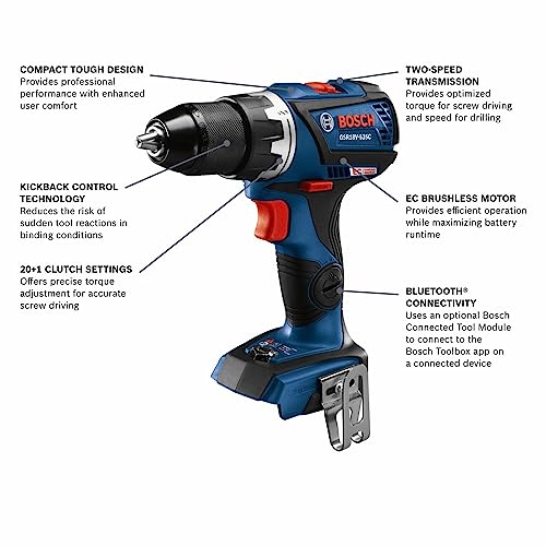 Bosch 18V EC Brushless Connected-Ready Compact Tough 1/2 In. Drill/Driver (Bare Tool)