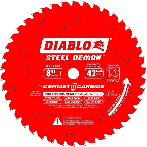 Diablo Tools 8" x 42 Tooth Cermet Metal and Stainless-Steel Cutting Saw Blade