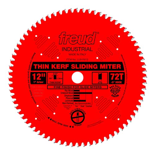 Freud 12in Thin Kerf Sliding Compound Miter Blade with Perma-Sheild Coating