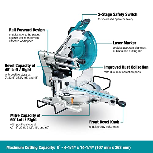 Makita LS1219L 12in Dual-Bevel Sliding Compound Miter Saw with Laser