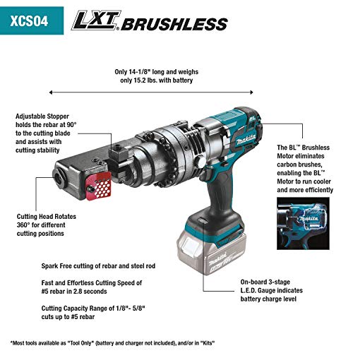Makita (XCS04T1) 18V LXT Lithium-Ion Brushless Cordless Rebar Cutter Kit (5.0Ah)