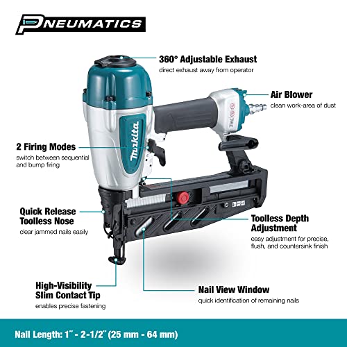 Makita 16 Gauge, 2-1/2" Straight Finish Nailer,