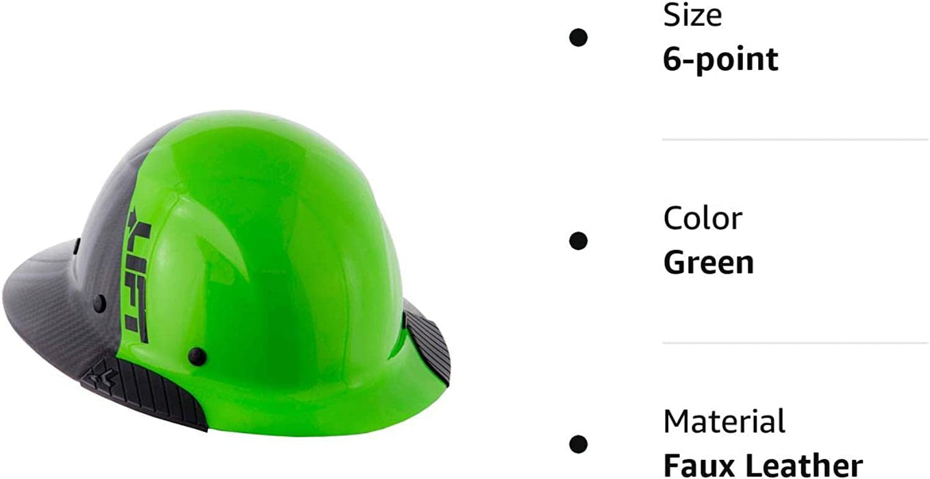 LIFT Safety DAX Fifty 50 Green Carbon Fiber Full Brim Hard Hat
