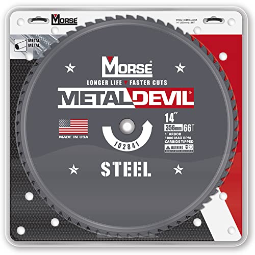 MK Morse Devil Circular Saw Blade, Carbide Tipped, Steel Cutting, 14In (1-Pack)