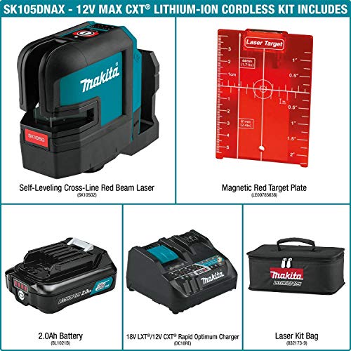 Makita 12V Max CXT Self-Leveling Cross-Line Red Beam Laser Combo Kit