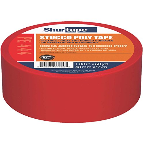 Shurtape PE 444 UV-Resistant Stucco Masking Tape, 48mm x 55m, Red, 1 Roll