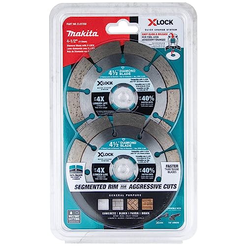 Makita X-Lock 4-1/2" Segmented Diamond Blade for Masonry Cutting (2 Pack)